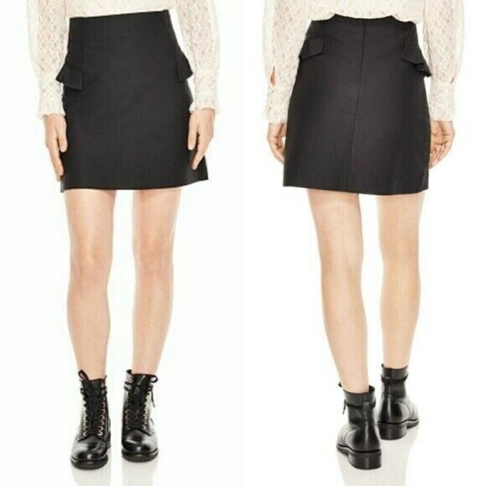 Sandro Women's Oro Ruffled A-line Mini Skirt in black size 1